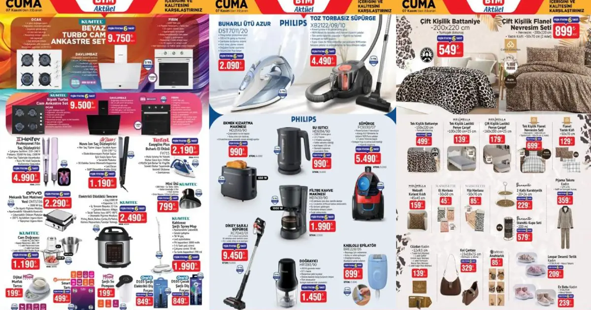 SATIŞTA: BİM 7 Kasım cuma aktüel ürünler kataloğu: Süpürge, televizyon, tencere ve nevresim çeşitleri