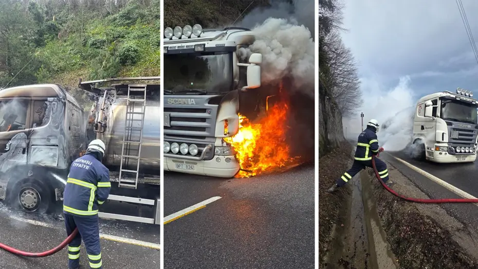 Bolu Dağı'nda tanker yangını. Ankara yönü trafiğe kapandı