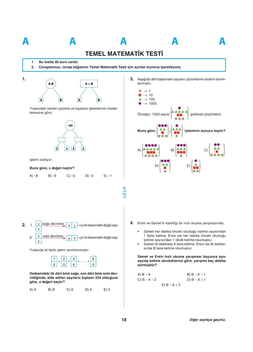 Uğur Okulları YKS - TYT deneme sınavı 17
