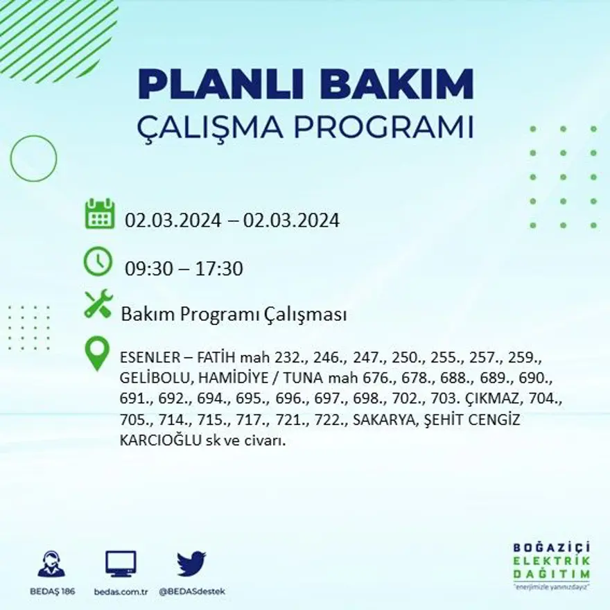 İstanbul'un 12 ilçesinde elektrik kesintisi: Elektrikler ne zaman gelecek? 6 İstanbul'un 12 ilçesinde elektrik kesintisi: Elektrikler ne zaman gelecek? 6