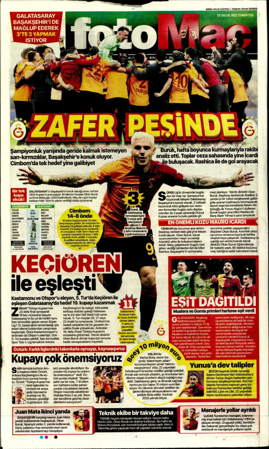 Günün spor manşetleri (12 Kasım 2022) 7