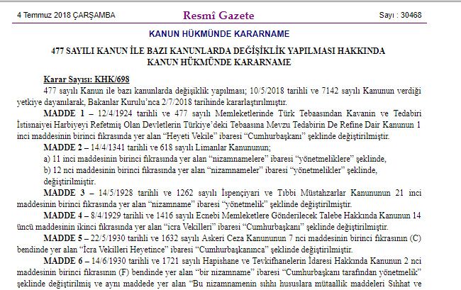 SON DAKİKA: Yeni Kanun Hükmünde Kararname yayımlandı (477 sayılı KHK Resmi Gazete'de)