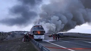 Yolcu otobüsünde yangın paniği