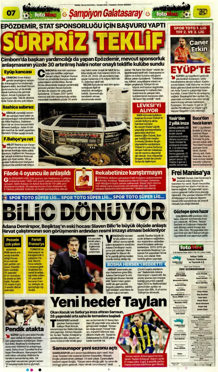 Günün spor manşetleri (25 Haziran 2023) 21 Günün spor manşetleri (25 Haziran 2023) 21