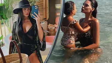 Almeda Abazi'den kızıyla tatil pozu