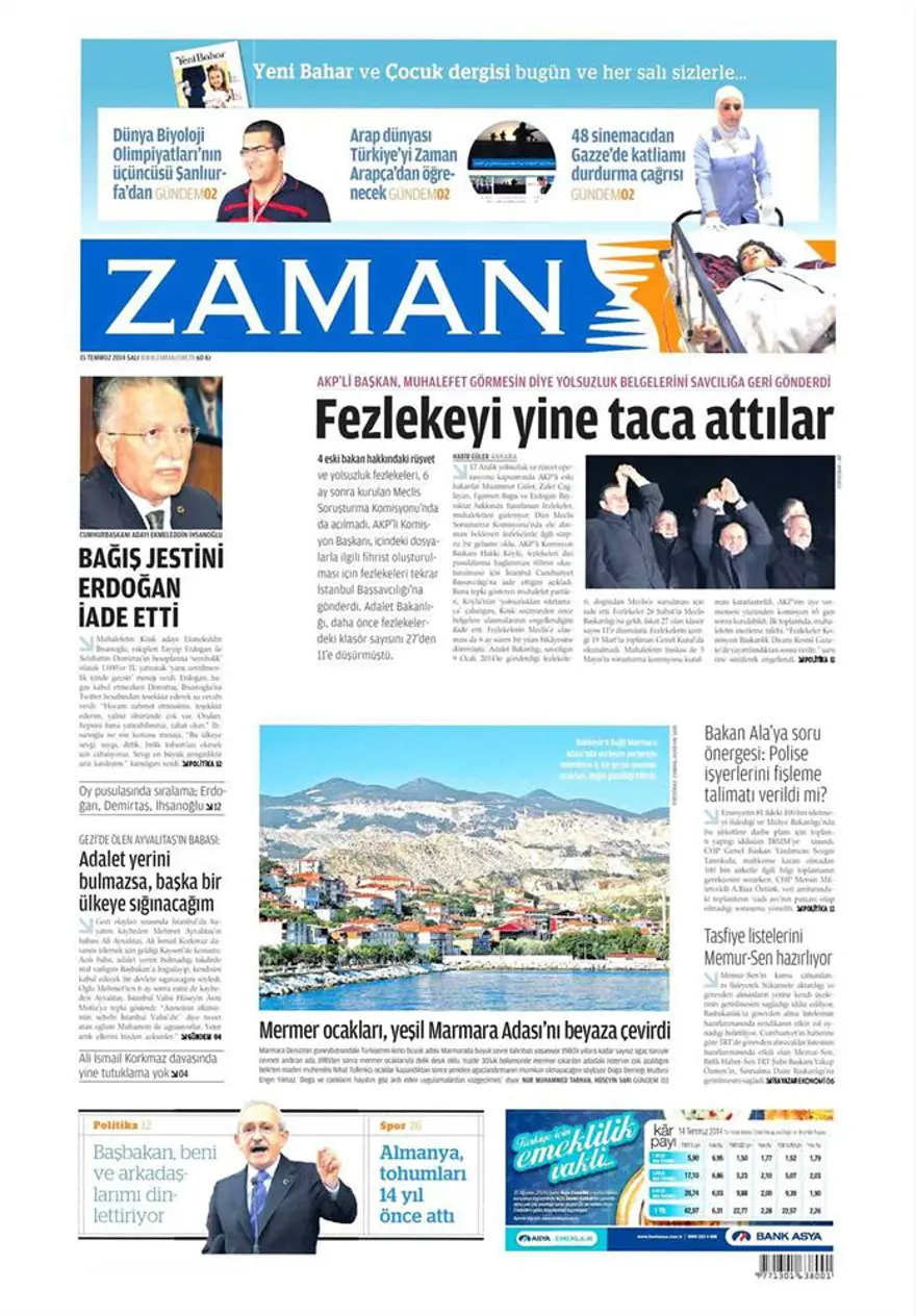 Günün gazete manşetleri - 16 Temmuz 2014 10 Günün gazete manşetleri - 16 Temmuz 2014 10