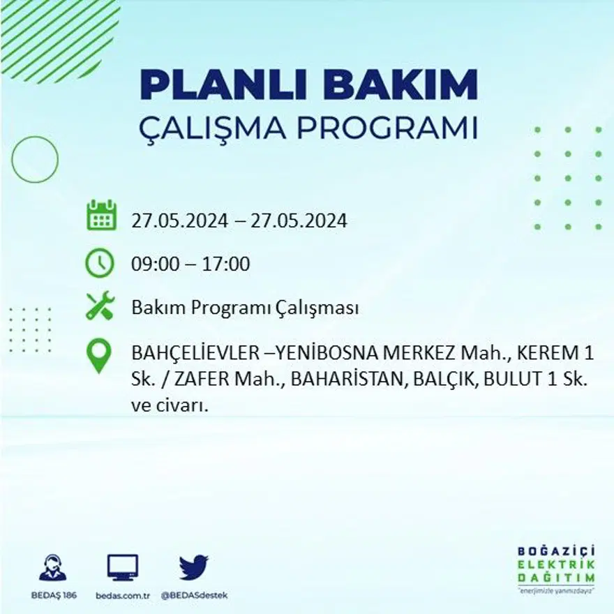 İstanbul'un 21 ilçesinde elektrik kesintisi: Elektrikler ne zaman gelecek? (27 Mayıs BEDAŞ kesinti programı) 11