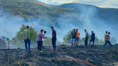Düzce'de anız yangını: Ormanlık alana sıçramadan söndürüldü