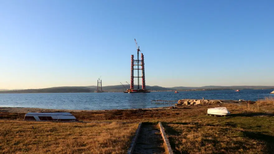 1915 Çanakkale Köprüsü'nün ayakları yarı uzunluğa ulaştı 1915 Çanakkale Köprüsü'nün ayakları yarı uzunluğa ulaştı