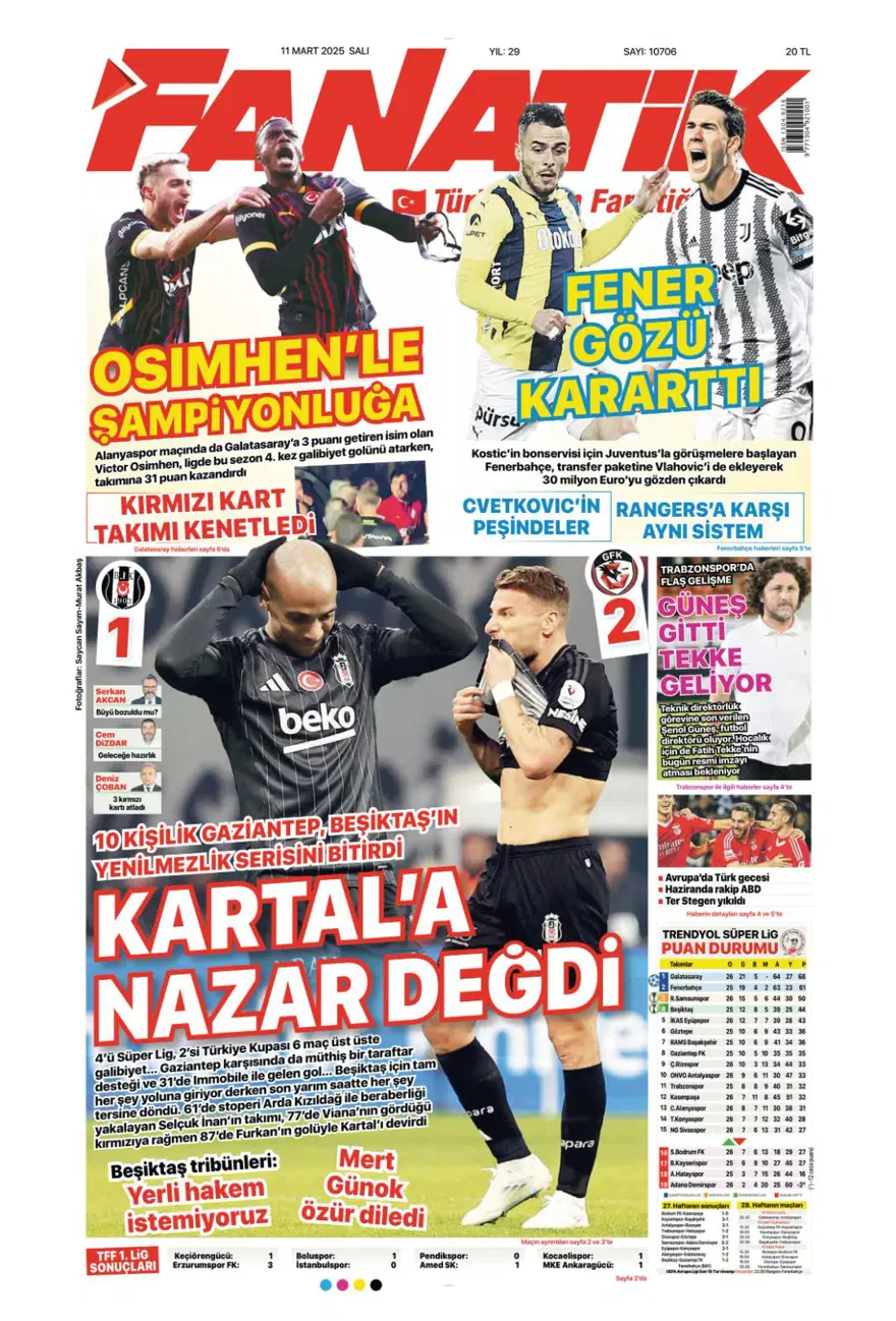 "Fener gözü kararttı" (11 Mart 2025 spor manşetleri) "Fener gözü kararttı" (11 Mart 2025 spor manşetleri)