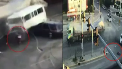 Ölümden döndü: TIR’ın çarptığı minibüsün şoförü ön camdan fırladı