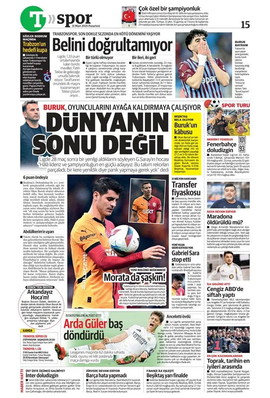 "Aslan'da büyük yemin" (31 Mart 2025 spor manşetleri) 3