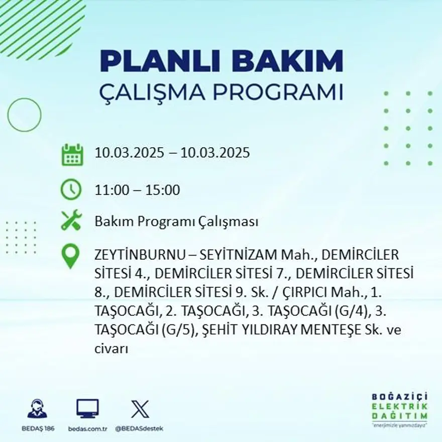 İstanbul'un 22 ilçesinde yarın elektrik kesintisi yaşanacak: Elektrikler ne zaman gelecek? (10 Mart BEDAŞ planlı kesinti programı) 66
