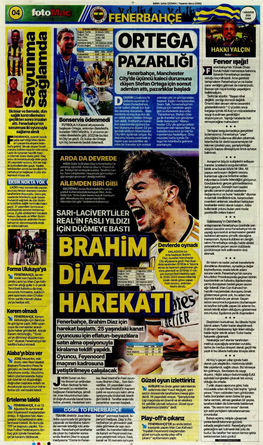 "Her yer karanlık" (1 Ağustos 2025 spor manşetleri) 7