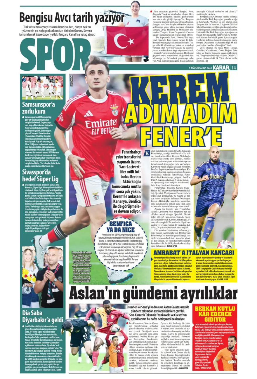 "Mou'nun prensi Kerem" (5 Ağustos spor manşetleri) 11 "Mou'nun prensi Kerem" (5 Ağustos spor manşetleri) 11