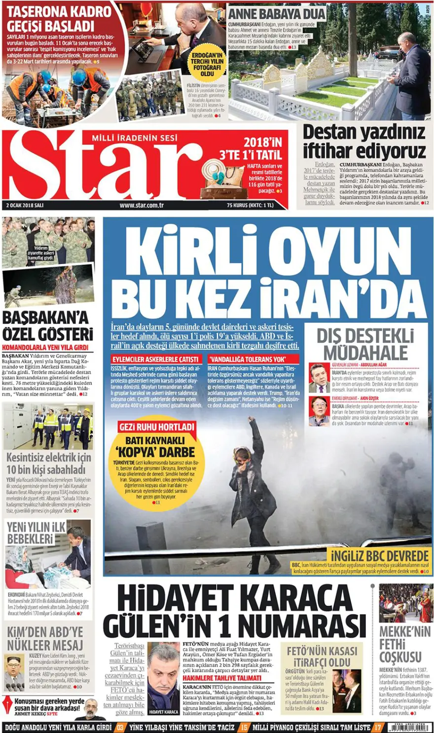 Günün gazete manşetleri - 2 Ocak 2018 8