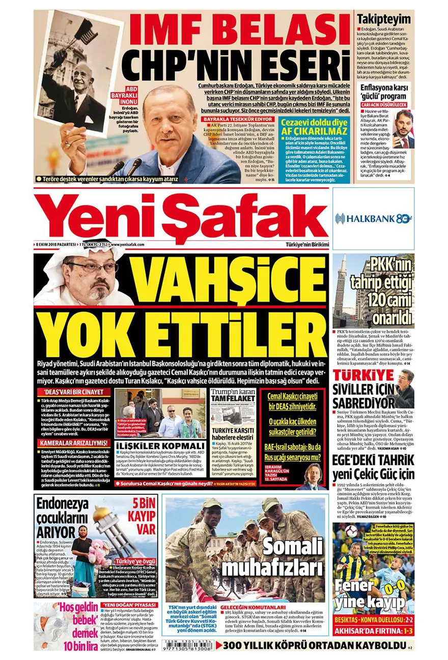 Günün gazete manşetleri - 8 Ekim 2018 18