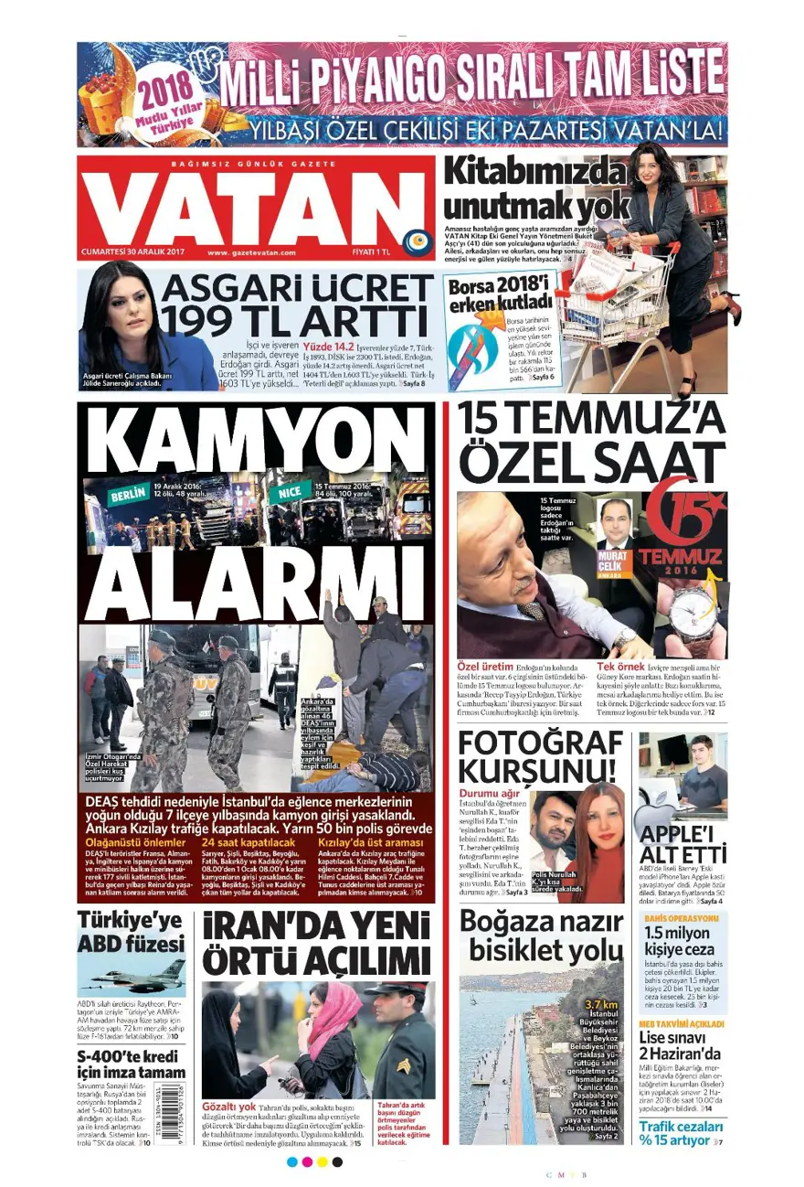 Günün gazete manşetleri - 30 Aralık 2017 13