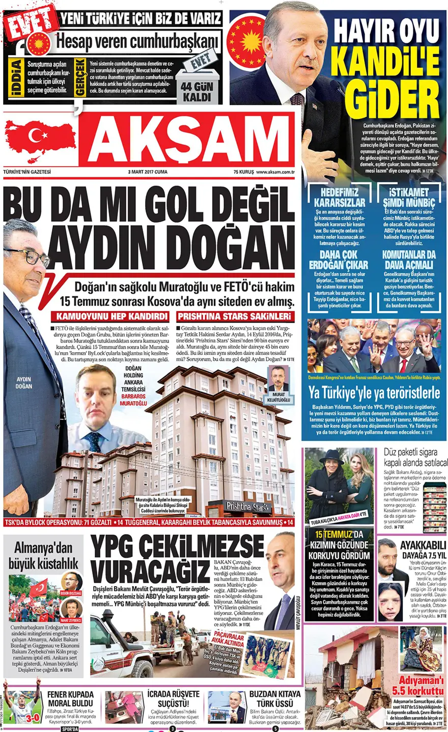 Günün gazete manşetleri - 3 Mart 2017 14