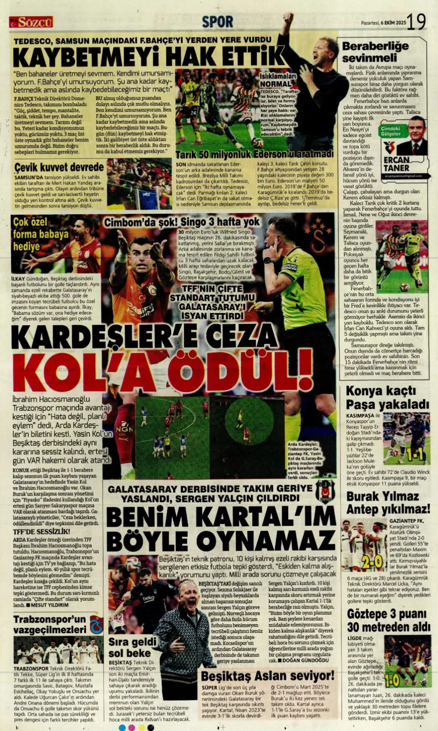 "İki ileri, bir geri" (6 Ekim 2025 spor manşetleri) 17 "İki ileri, bir geri" (6 Ekim 2025 spor manşetleri) 17