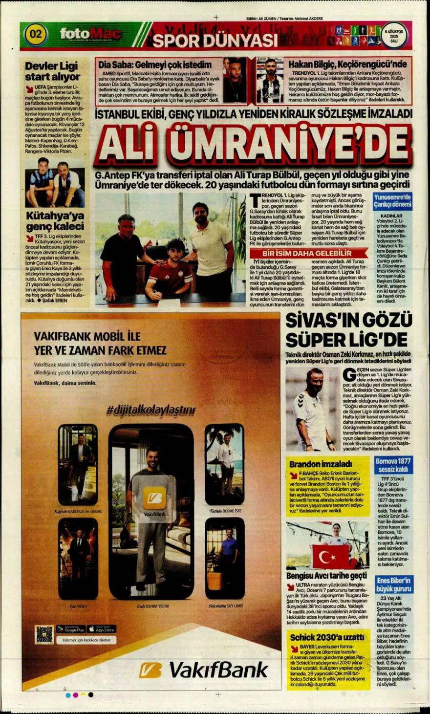 "Mou'nun prensi Kerem" (5 Ağustos spor manşetleri) 7 "Mou'nun prensi Kerem" (5 Ağustos spor manşetleri) 7