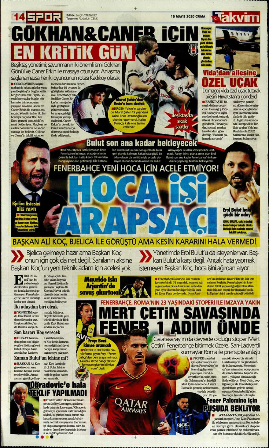 Günün spor manşetleri (15 Mayıs 2020) 5