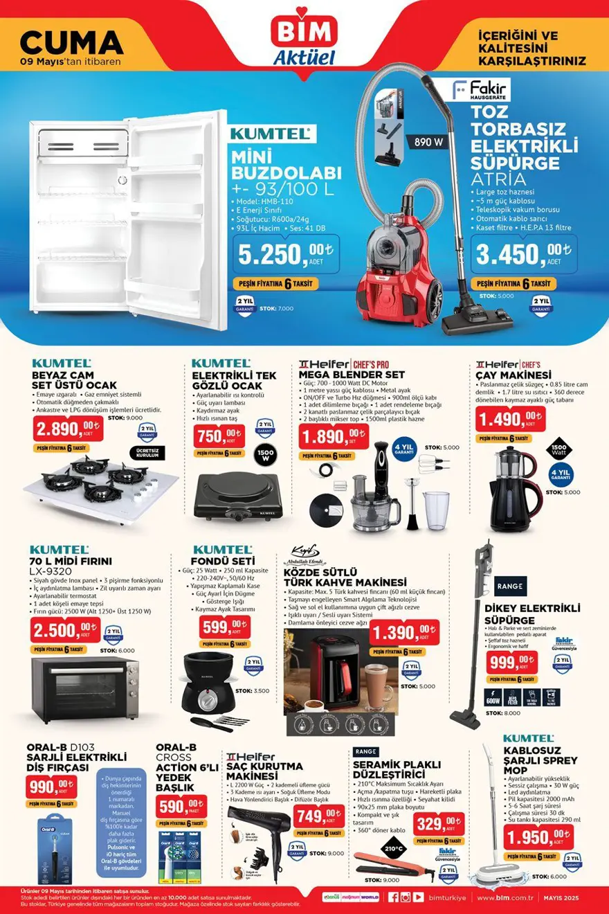 Bugün satışta! BİM 9 Mayıs cuma aktüel kataloğu 2025: Fırın, kahve makinesi, şarjlı mop, motosiklet satışa çıktı 2