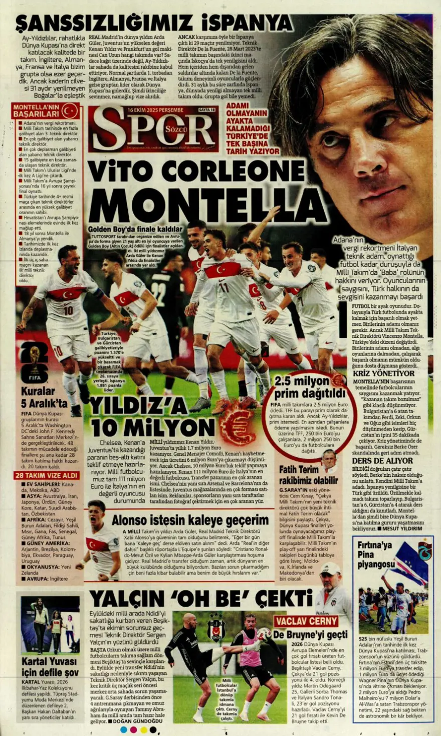 "İrfan Can bombası" (16 Ekim 2025 spor manşetleri) 14