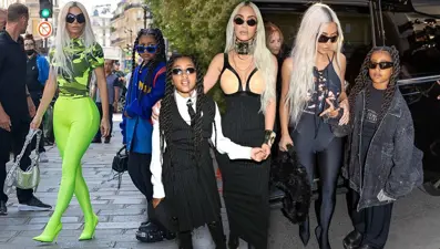 Kim Kardashian ve kızı North West'in Paris Moda Haftası stilleri