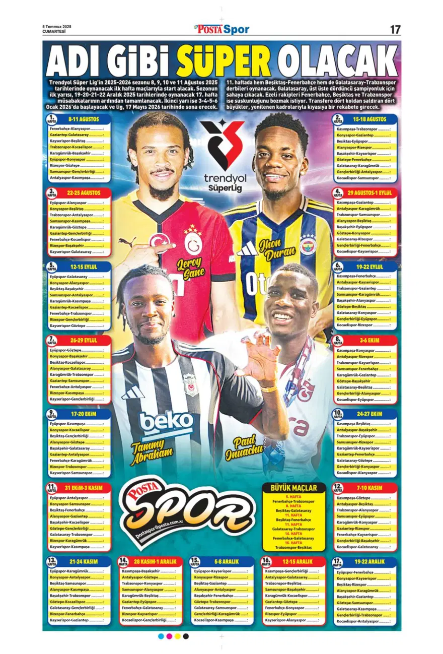 "Yine yeniden Mikautadze" (5 Temmuz 2025 spor manşetleri) 11