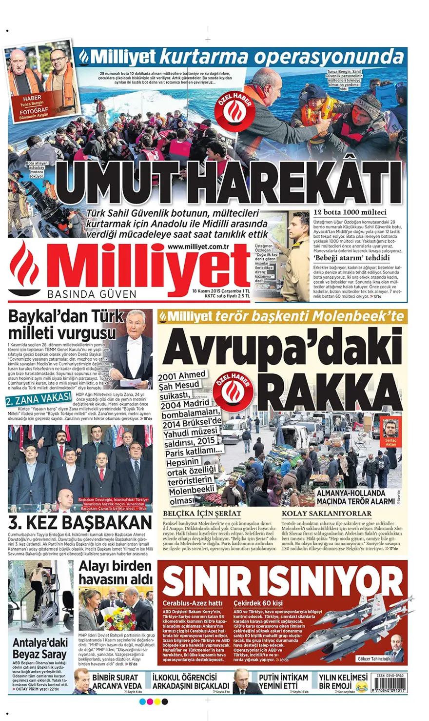 Günün gazete manşetleri - 18 Kasım 2015 1