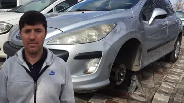 Lastiklerinin çalındığını otomobili hareket ettiremeyince fark etti