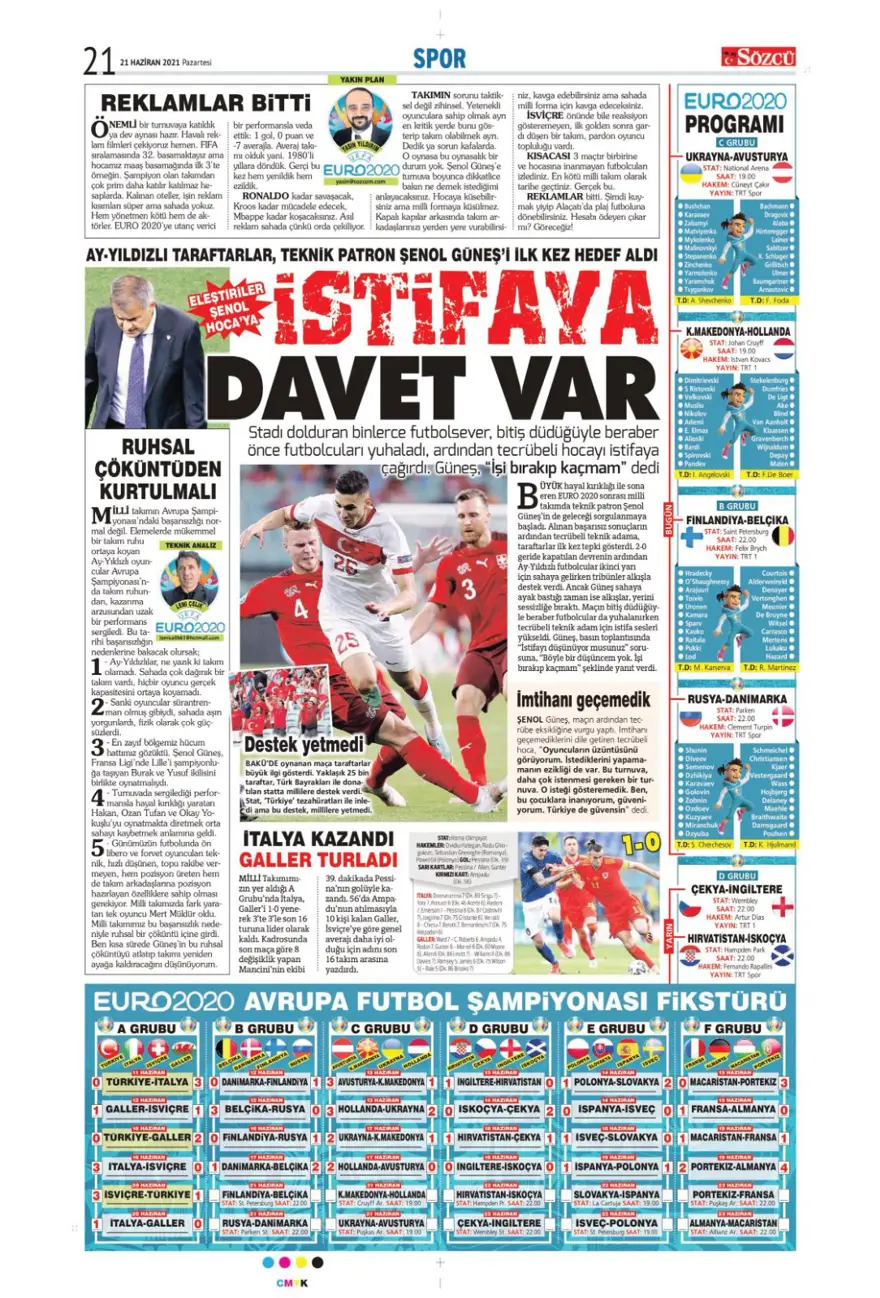 Günün spor manşetleri (21 Haziran 2021) 12