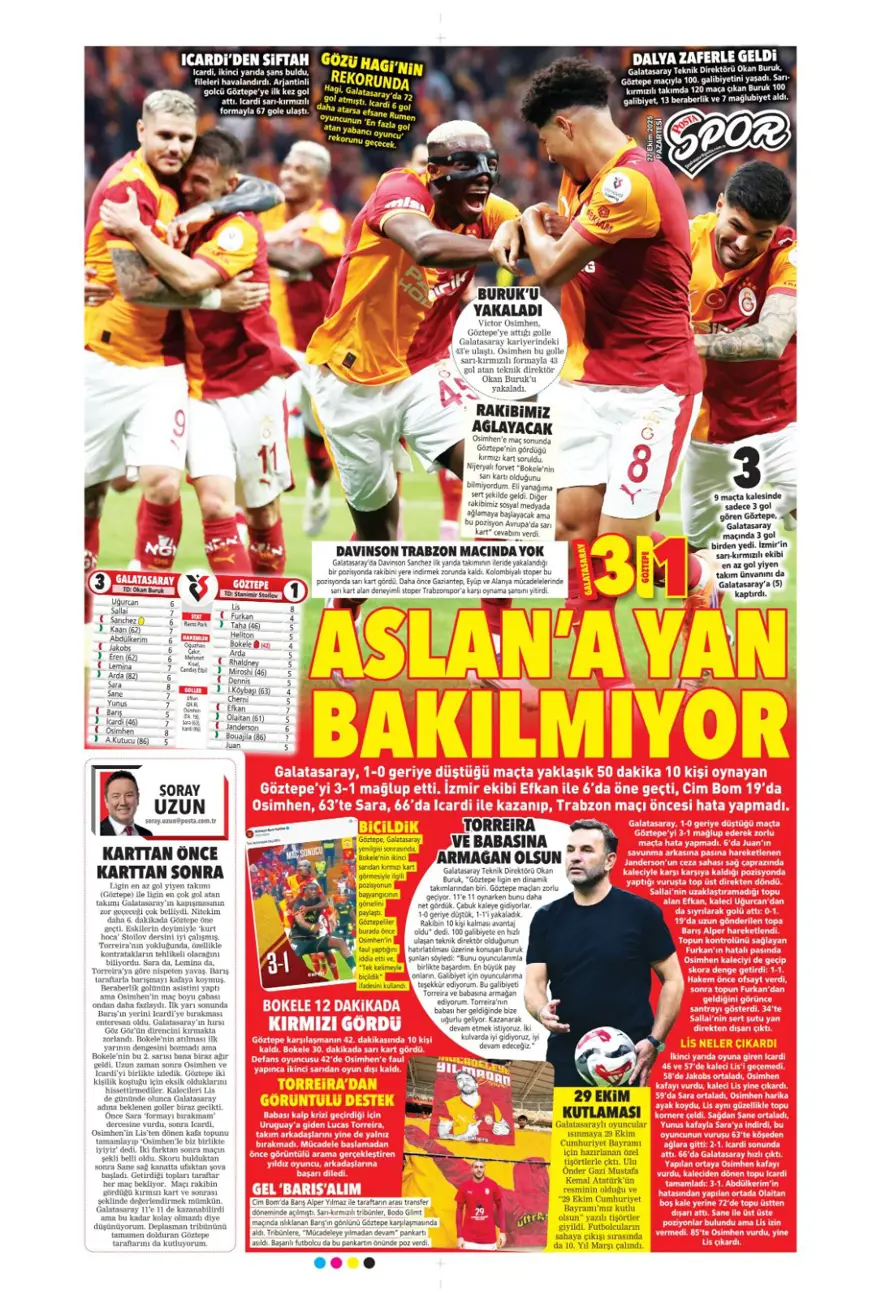 "Kartal'ı bitiren 25 saniye" (27 Ekim 2025 spor manşetleri) 14