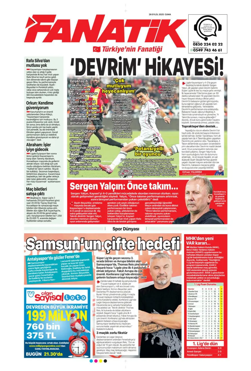 "Tedesco görüşme odasına" (26 Eylül 2025 spor manşetleri) 9 "Tedesco görüşme odasına" (26 Eylül 2025 spor manşetleri) 9