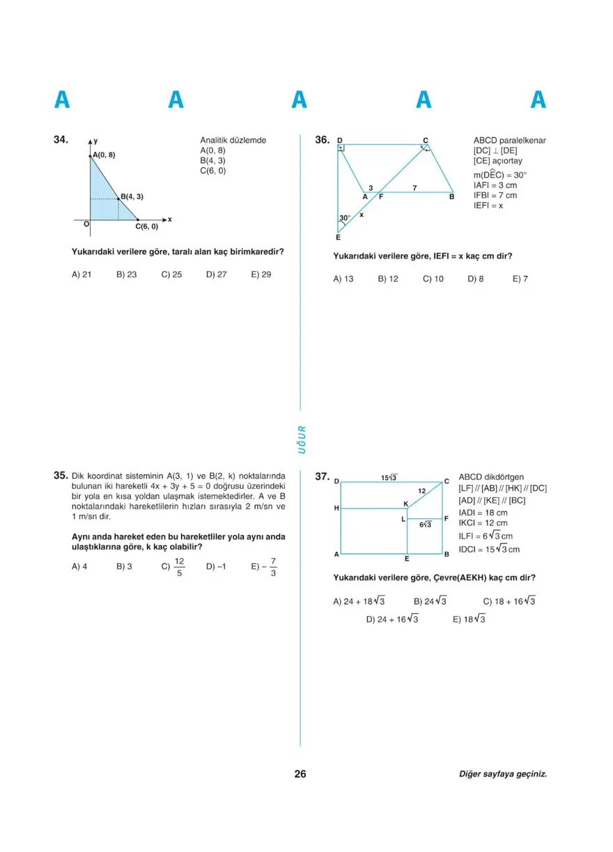 Uğur Okulları YKS - TYT deneme sınavı 25