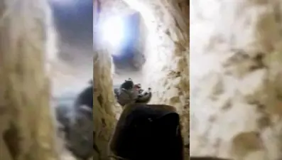 Münbiç'i çevreleyen tüneller kamerada