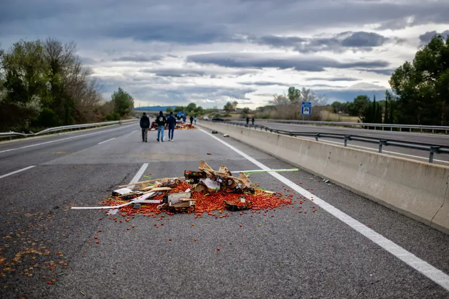 İspanya'da çiftçiler tarım politikalarına karşı yol kapattı 11