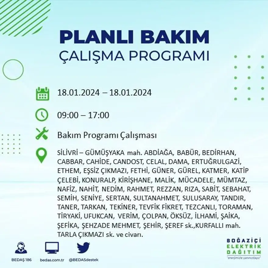 İstanbul'un 17 ilçesinde elektrik kesintisi yaşanacak: Elektrikler ne zaman gelecek? (18 Ocak BEDAŞ kesinti programı) 37