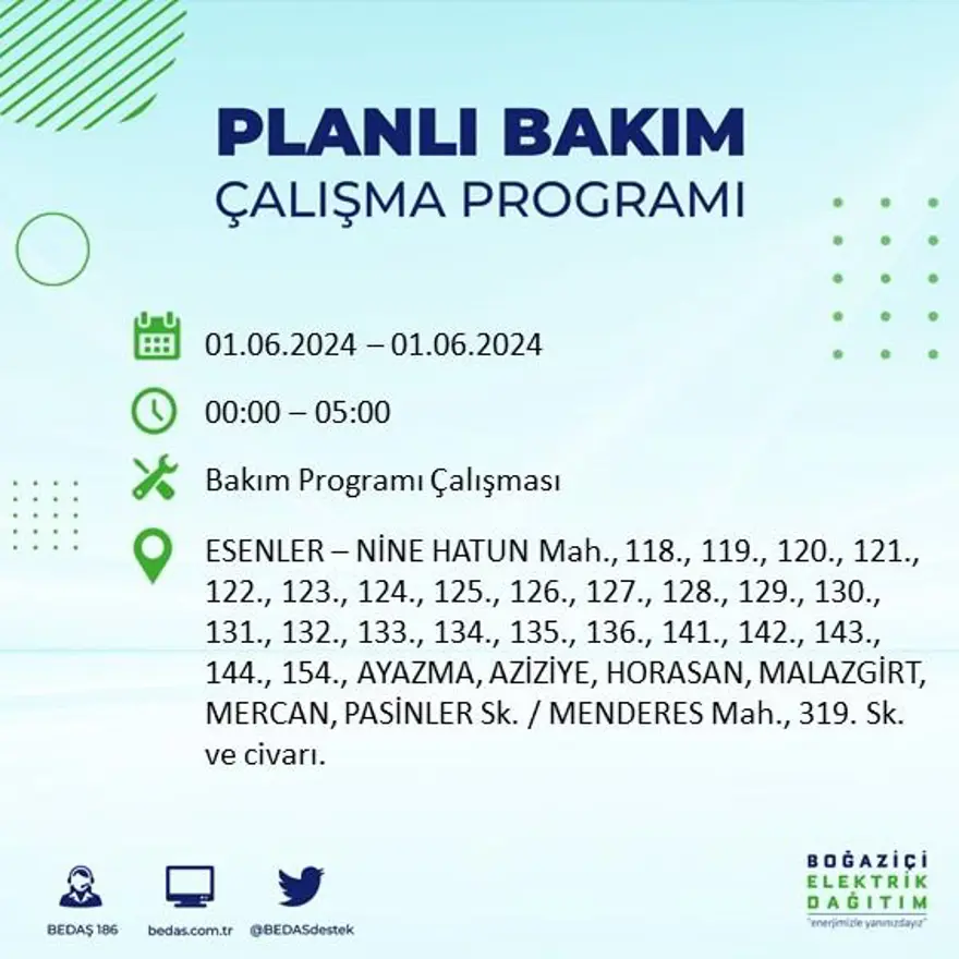 İstanbul'un 18 ilçesinde elektrik kesintisi yaşanacak: Elektrikler ne zaman gelecek? (1 Haziran BEDAŞ kesinti programı) 19 İstanbul'un 18 ilçesinde elektrik kesintisi yaşanacak: Elektrikler ne zaman gelecek? (1 Haziran BEDAŞ kesinti programı) 19