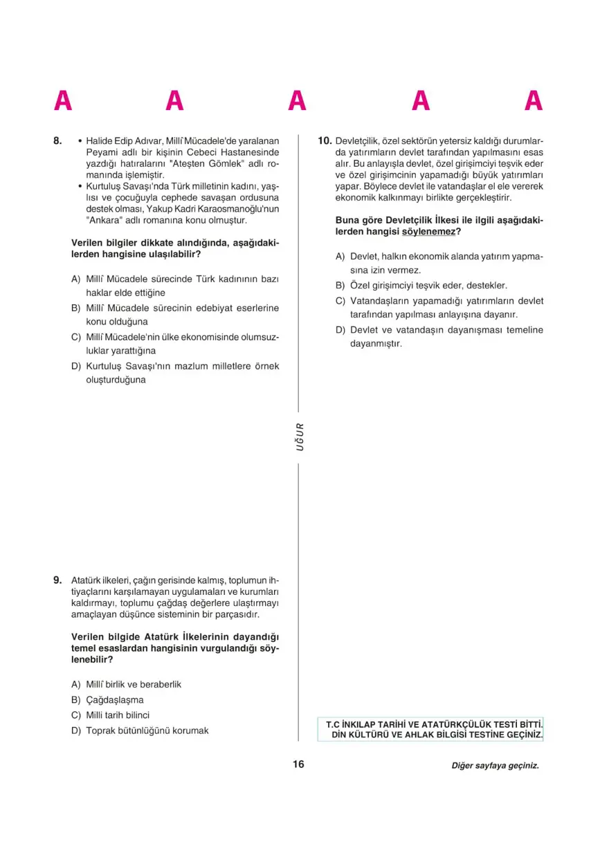 LGS deneme sınavı - Sözel bölüm 15