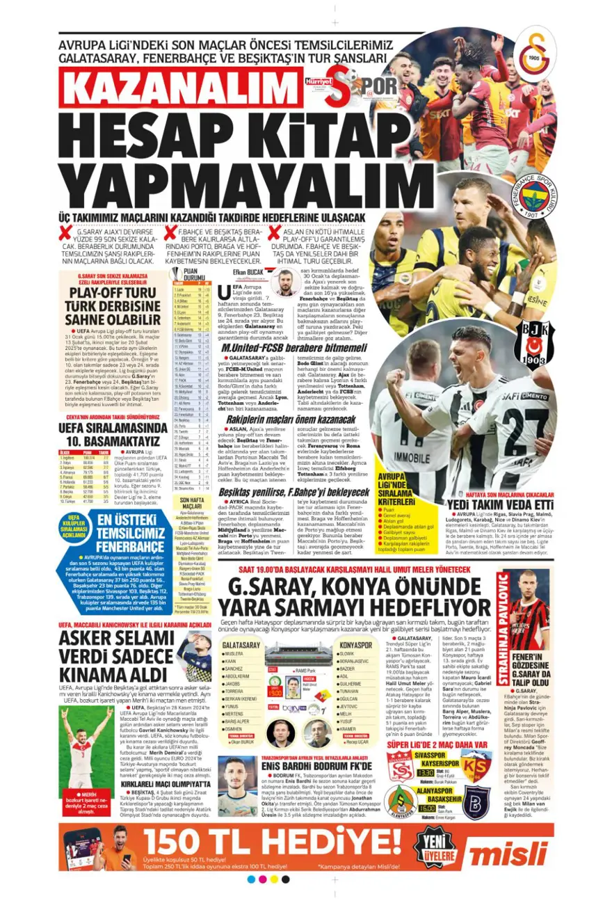 "Aslan'dan Talisca atağı" (25 Ocak 2025 spor manşetleri) 20