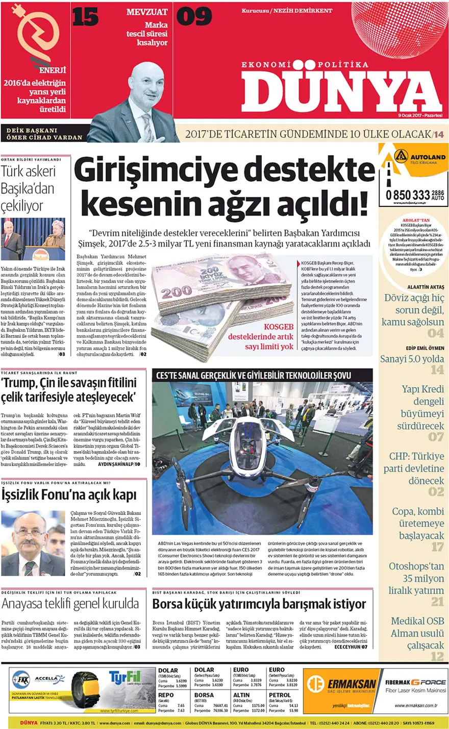 Günün gazete manşetleri - 9 Ocak 2017 10