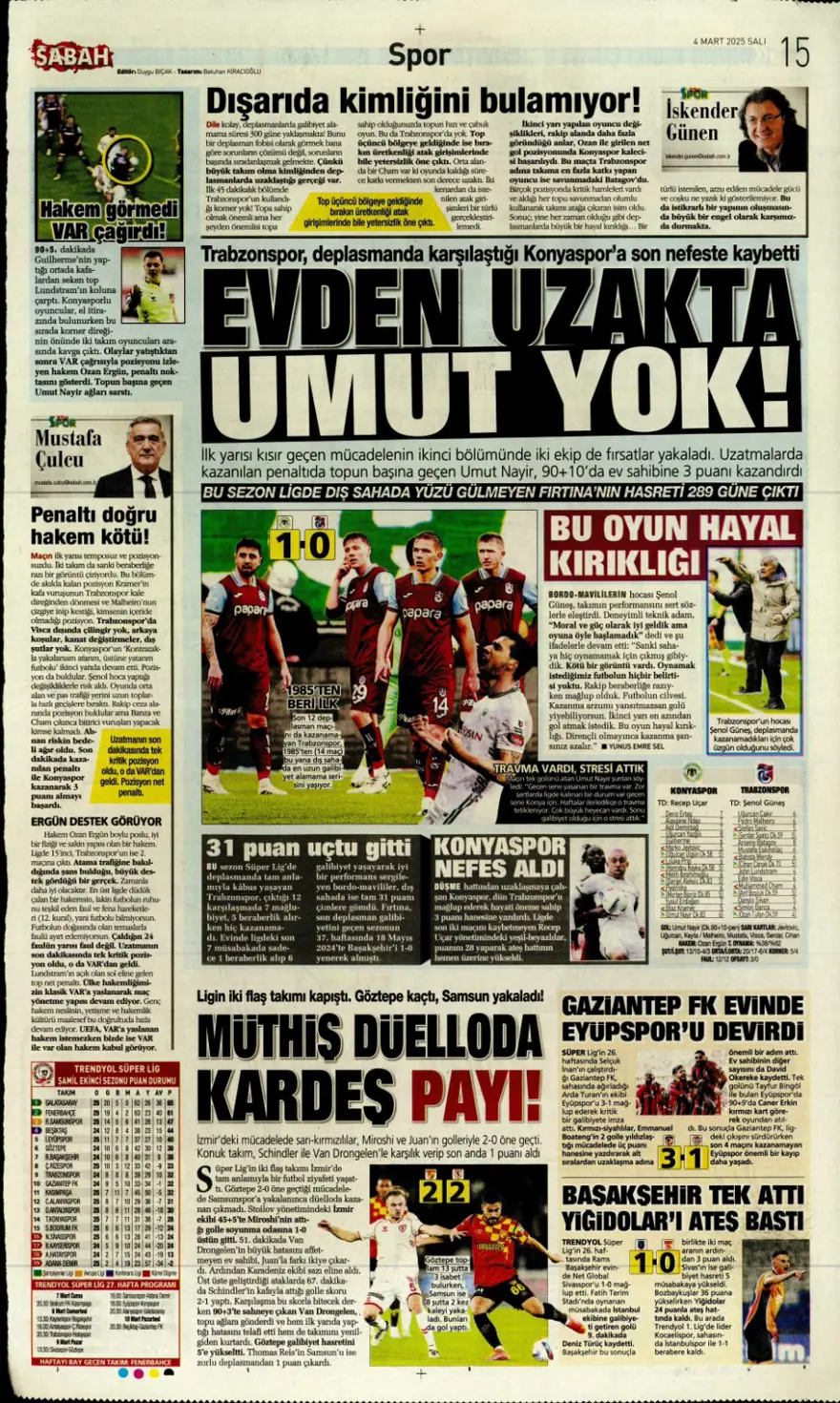 "Hedefte Buruk var" (4 Mart 2025 spor manşetleri) 7