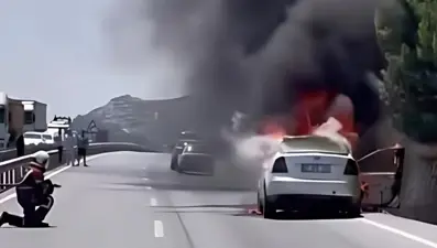 Seyir halindeki araç alev alev yandı