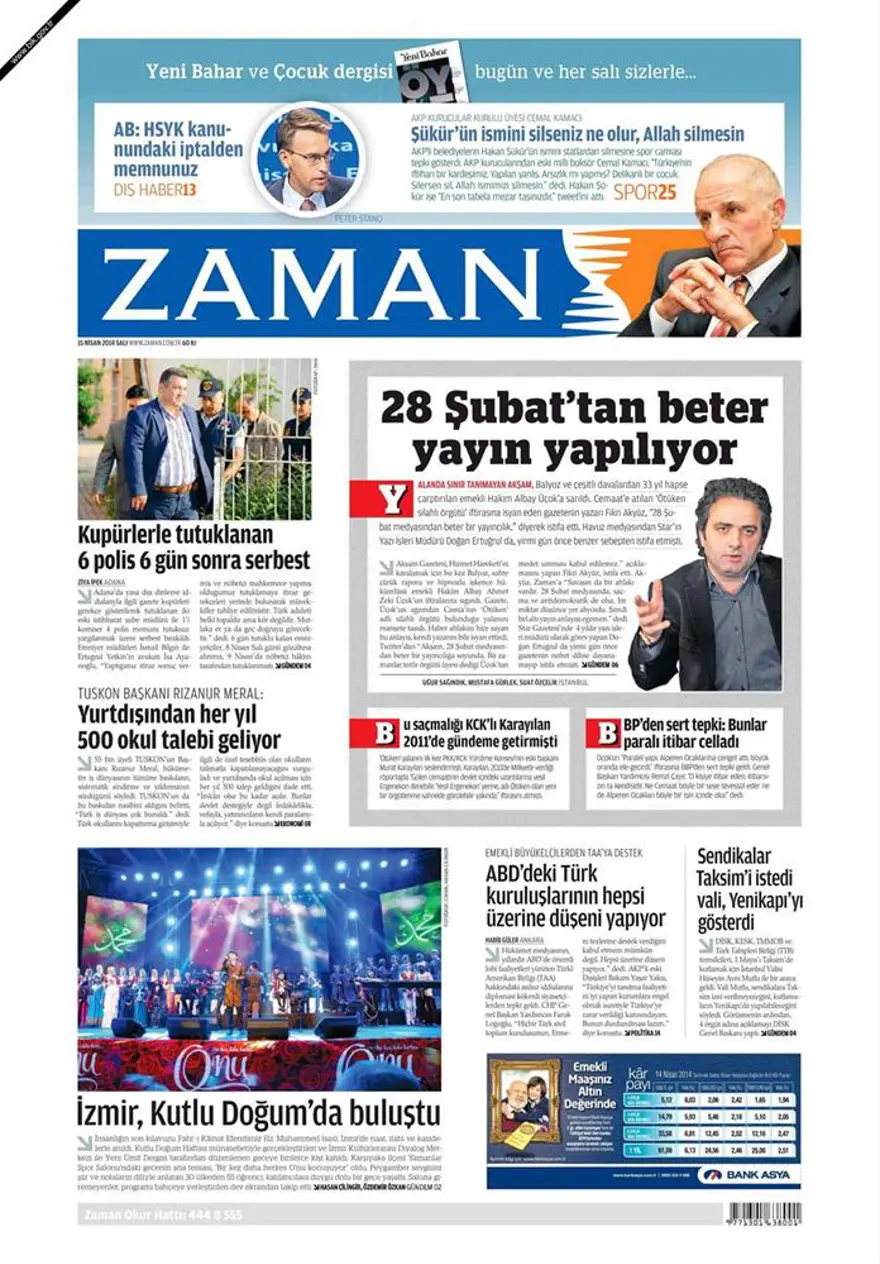 Günün gazete manşetleri - 15 Nisan 2014 9 Günün gazete manşetleri - 15 Nisan 2014 9