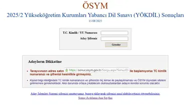 AÇIKLANDI | YÖKDİL/2 sonuçları sorgulama ekranı ÖSYM 2025: YÖKDİL puan görüntüleme ve başarı sırası