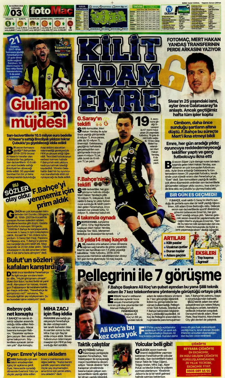 Günün spor manşetleri (24 Haziran 2020) 3