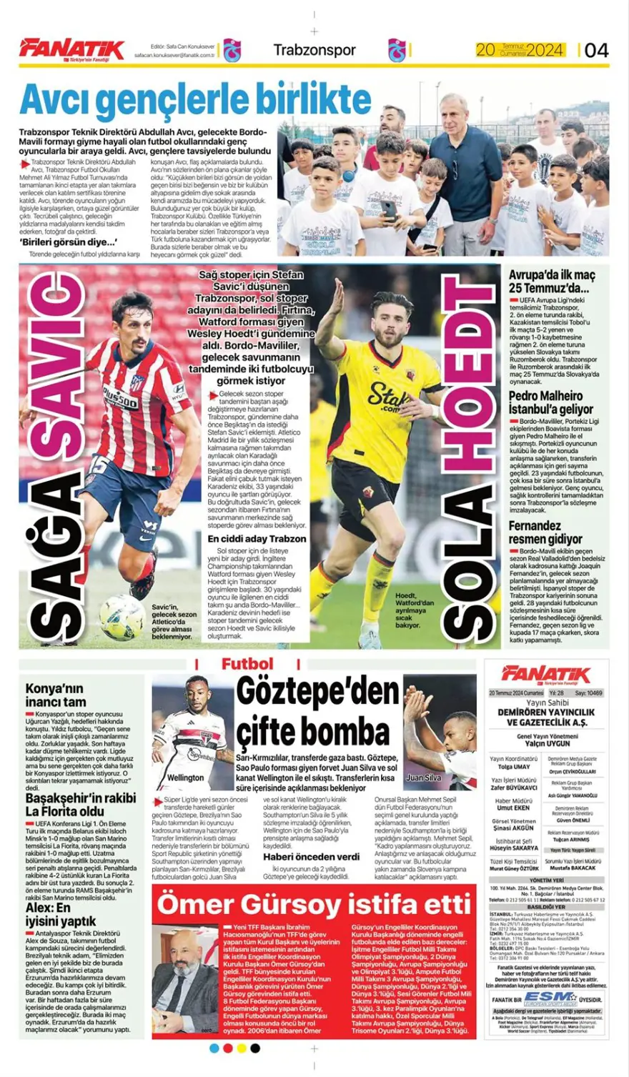 "Montella kalıyor yabancı kuralı değişiyor" (20 Temmuz 2024 spor manşetleri) 15 "Montella kalıyor yabancı kuralı değişiyor" (20 Temmuz 2024 spor manşetleri) 15