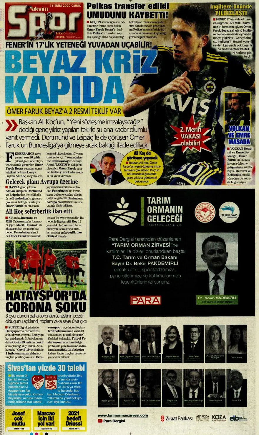 Günün spor manşetleri (16 Ekim 2020) 13